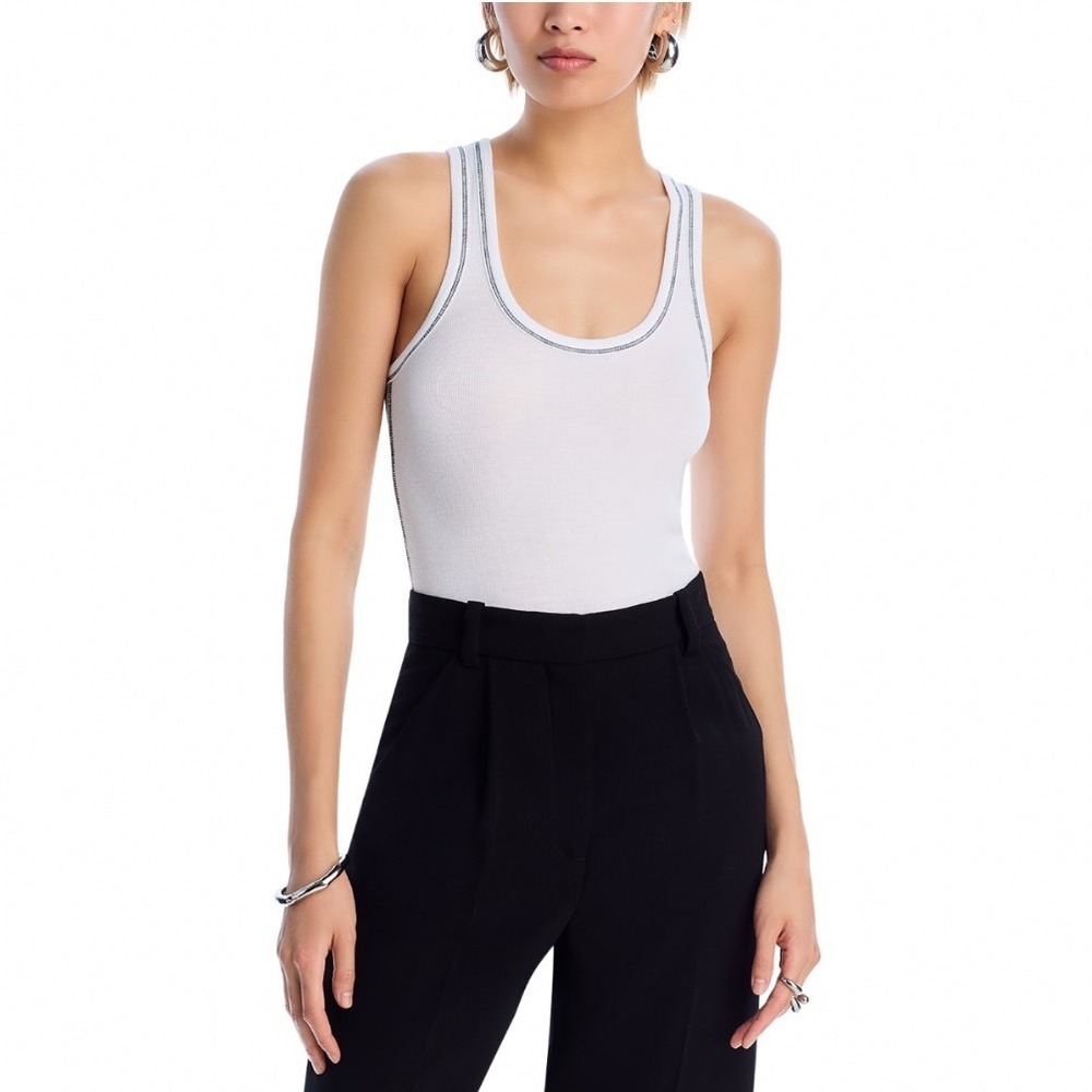 ATM Anthony Thomas Melillo Ribbed Boy Tank White Contrast Stitch Medium